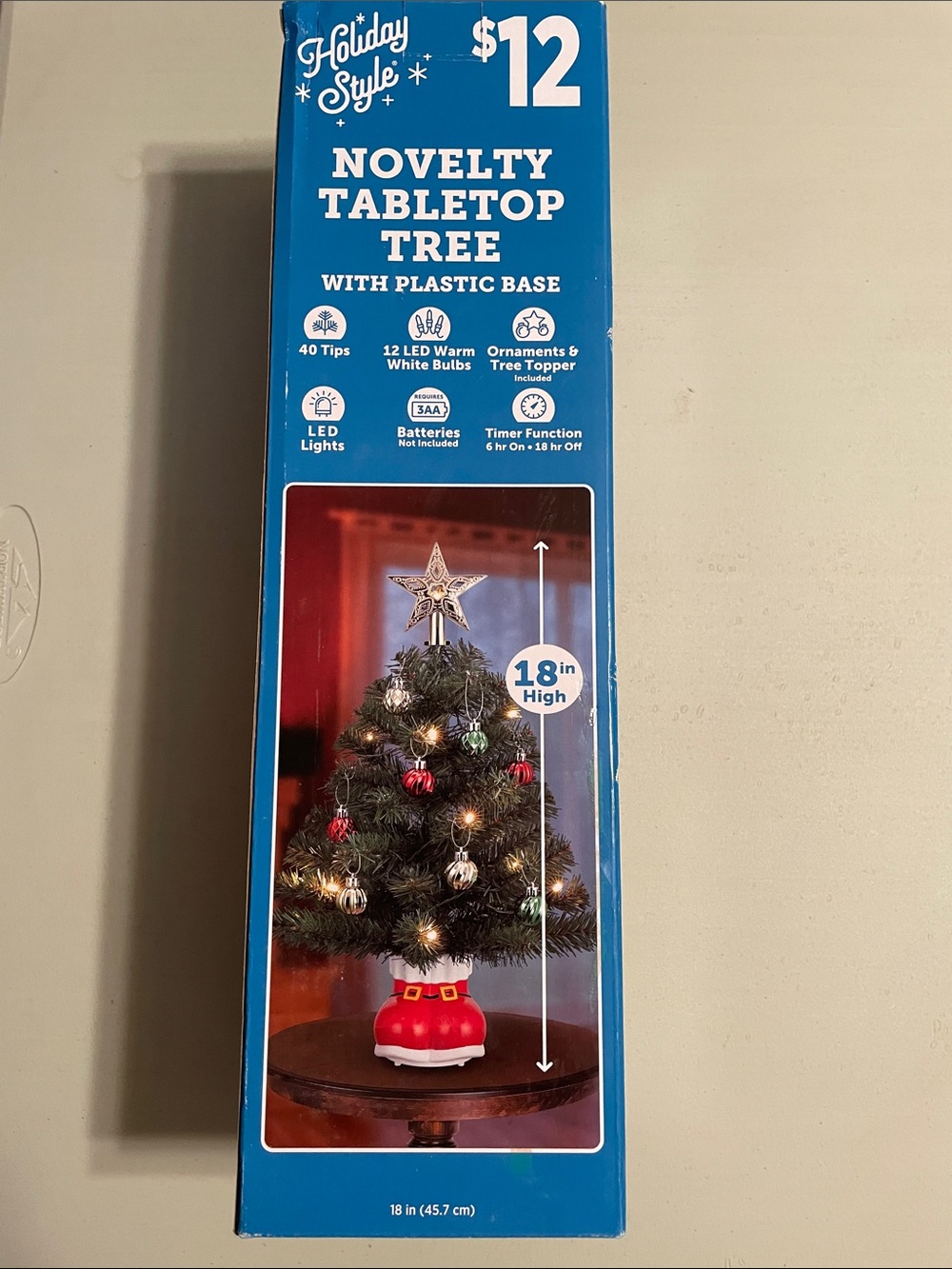 Novelty Pre-lit Battery operated Tabletop Tree with Red Base New